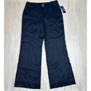 NWT CHAPS Malibu Navy 100% Linen High Rise Work Lined Slacks Trouser Pants 14